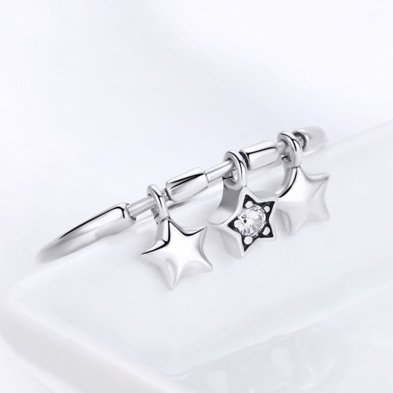 Casual Colorful Star Flower Sterling Silver Zircon Rings In Bulk