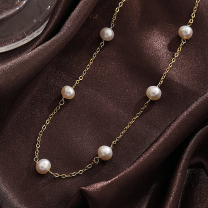 Ig Style Sweet Solid Color Copper 18k Gold Plated Freshwater Pearl Necklace In Bulk