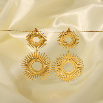 1 Pair Simple Style Classic Style Flower Plating Stainless Steel 18k Gold Plated Drop Earrings