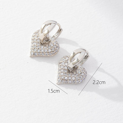 1 Pair Sweet Heart Shape Plating Inlay Copper Zircon Earrings