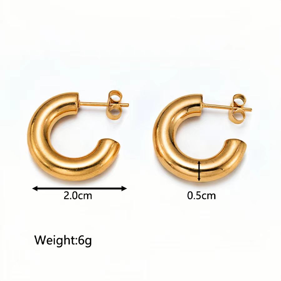 1 Pair Simple Style C Shape Plating Stainless Steel 18k Gold Plated Ear Studs