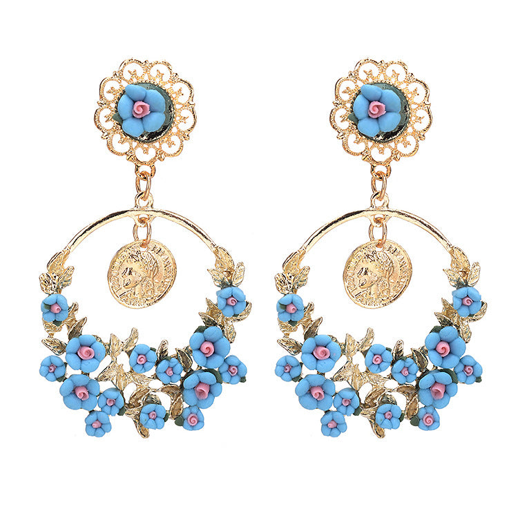 Wholesale Jewelry Elegant Retro Flower Alloy Drop Earrings