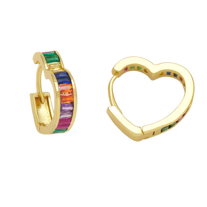 1 Pair Sweet Heart Shape Plating Inlay Alloy Zircon Gold Plated Hoop Earrings