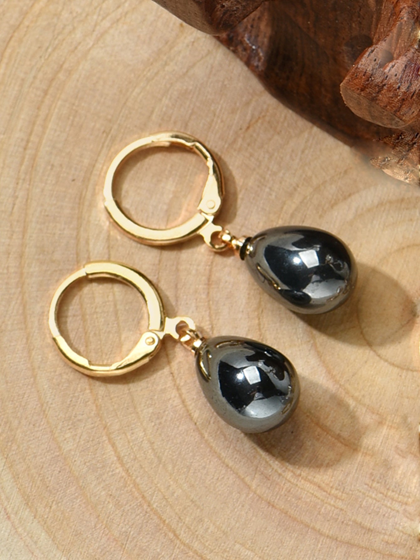 1 Pair Lady Pearl Alloy Resin Drop Earrings