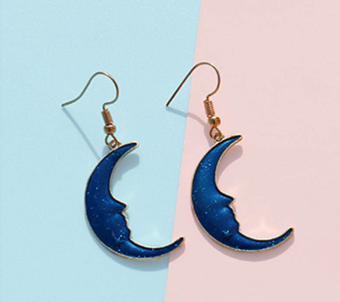 1 Pair Elegant Star Moon Plating Alloy Drop Earrings