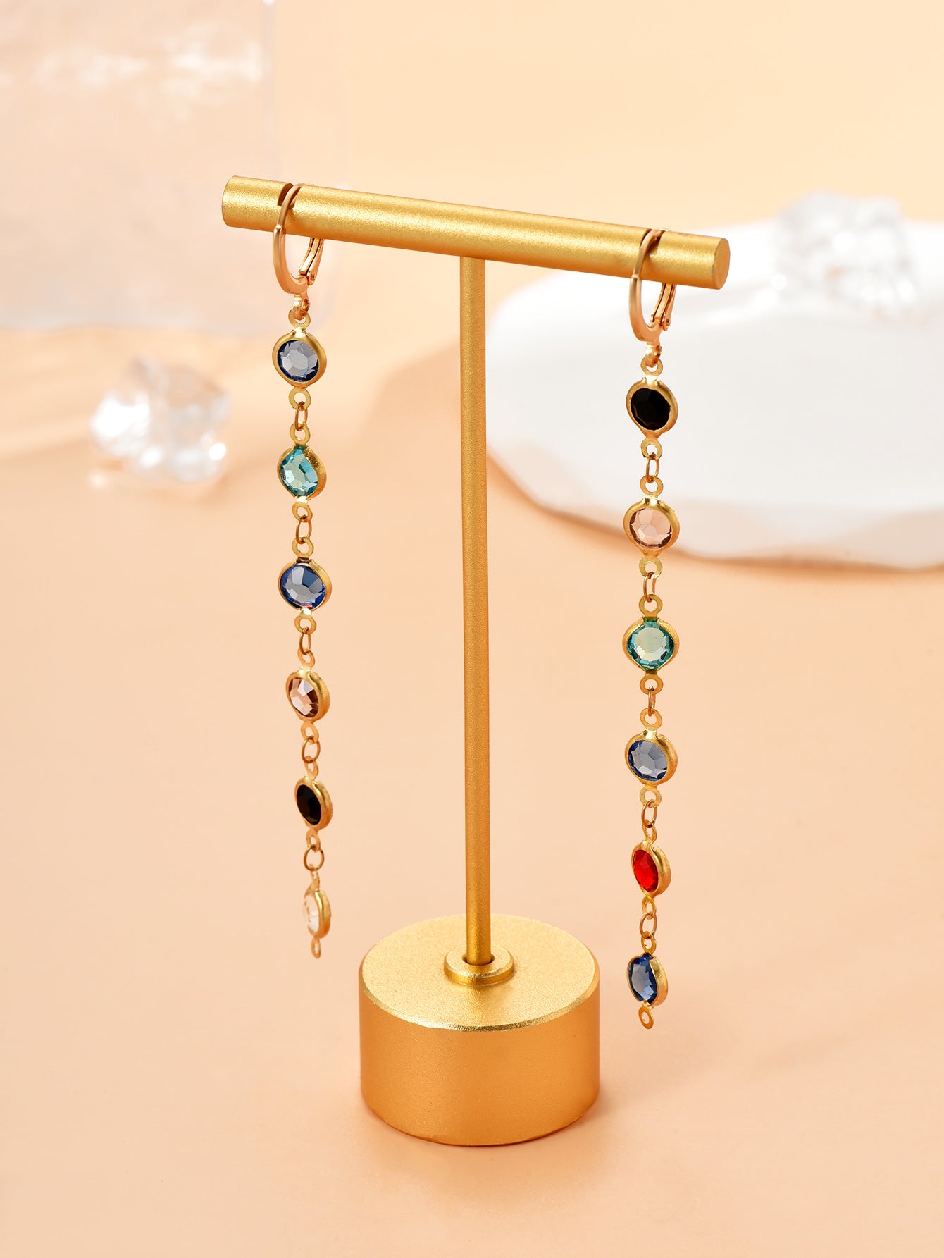 1 Pair Streetwear Colorful Inlay Alloy Artificial Crystal Drop Earrings