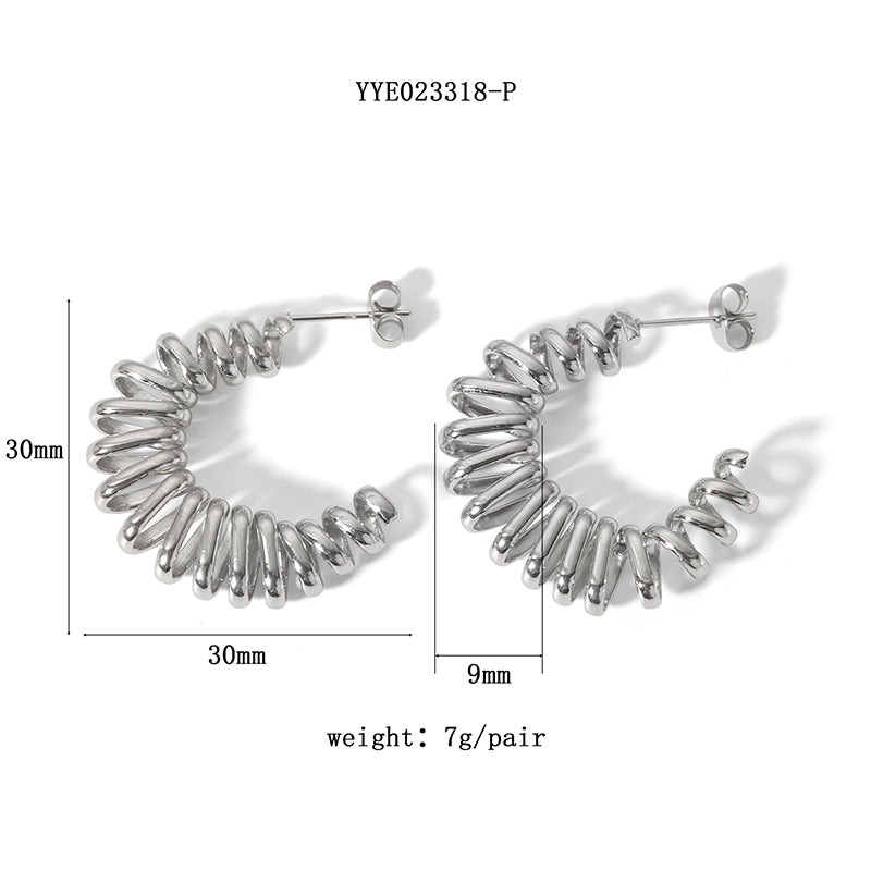 1 Pair French Style U Shape Plating Hollow Out Stainless Steel 18k Gold Plated Earrings