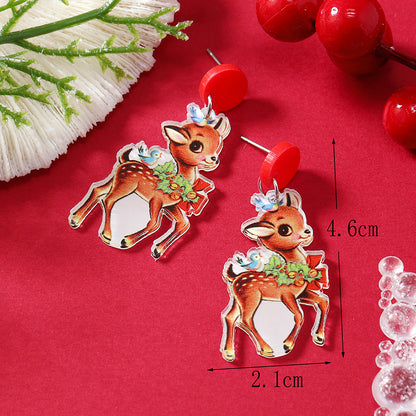 1 Pair Cartoon Style Snowman Painted Arylic Drop Earrings