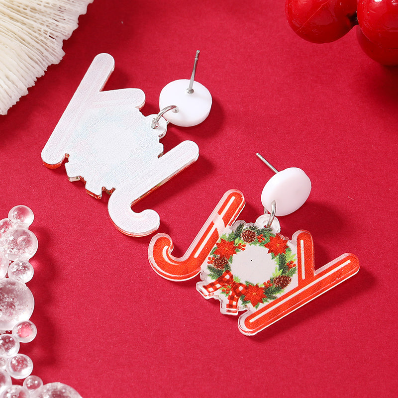 1 Pair Cartoon Style Snowman Painted Arylic Drop Earrings