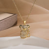 Cute Little Bear Copper Plating Inlay Zircon 18k Gold Plated Pendant Necklace