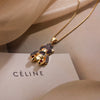 Cute Commute Little Bear Copper Plating Inlay Zircon 18k Gold Plated Pendant Necklace