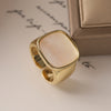 Retro Oval Copper 18k Gold Plated Shell Open Rings In Bulk