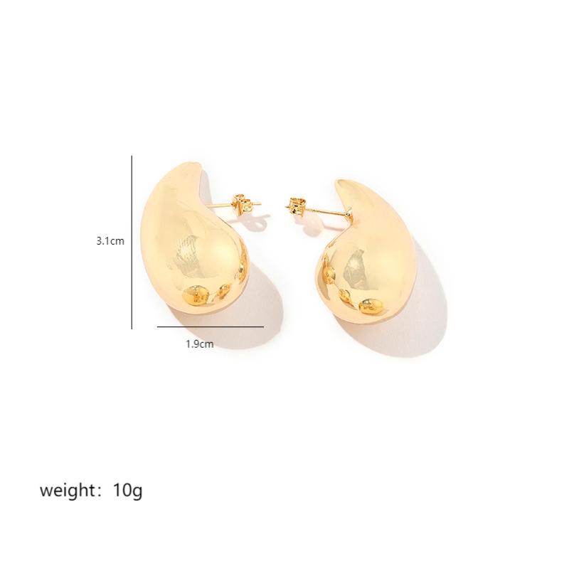 1 Pair Luxurious Water Droplets Polishing Plating Copper 18k Gold Plated Ear Studs