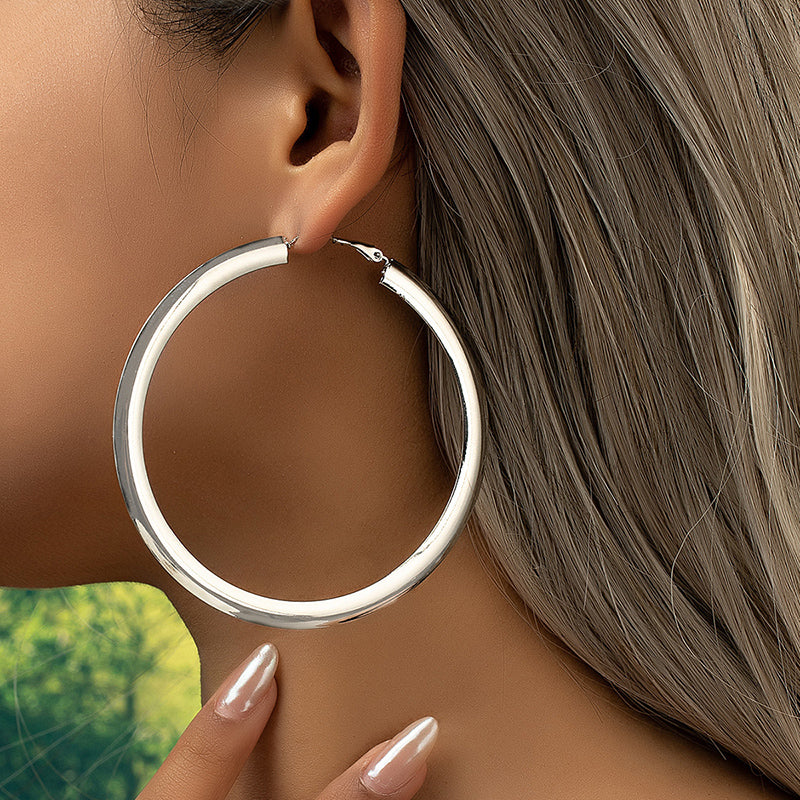 1 Pair Lady Streetwear Solid Color Plating Alloy 14k Gold Plated Hoop Earrings