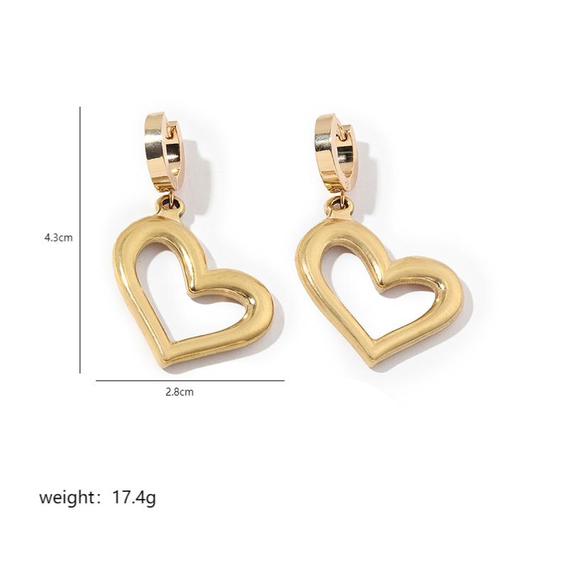 1 Pair Commute Heart Shape Polishing Plating Stainless Steel 18k Gold Plated Drop Earrings Earrings