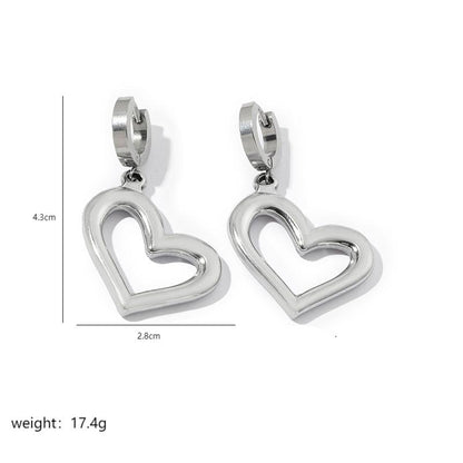 1 Pair Commute Heart Shape Polishing Plating Stainless Steel 18k Gold Plated Drop Earrings Earrings