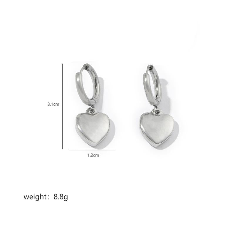 1 Pair Commute Heart Shape Polishing Plating Stainless Steel 18k Gold Plated Drop Earrings Earrings