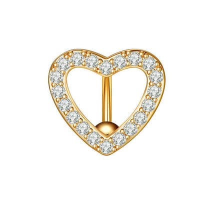 1 Piece Simple Style Heart Shape Pineapple Butterfly Plating Inlay Stainless Steel Zircon Navel Stud