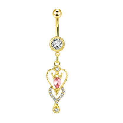 1 Piece Simple Style Heart Shape Pineapple Butterfly Plating Inlay Stainless Steel Zircon Navel Stud