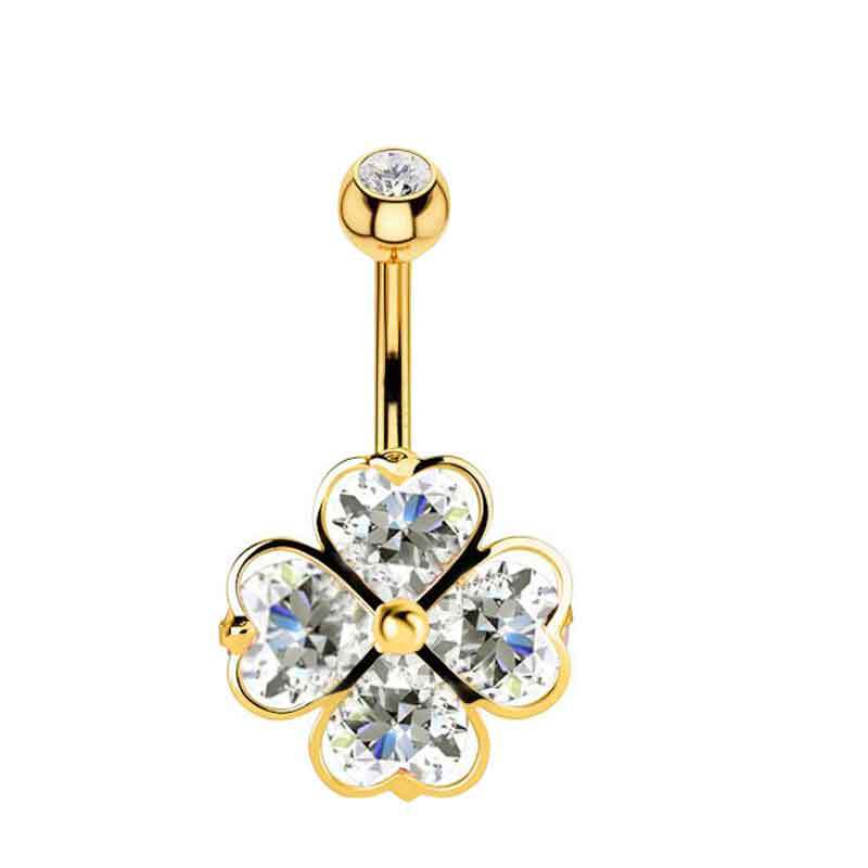 1 Piece Simple Style Heart Shape Pineapple Butterfly Plating Inlay Stainless Steel Zircon Navel Stud