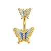 1 Piece Simple Style Heart Shape Pineapple Butterfly Plating Inlay Stainless Steel Zircon Navel Stud