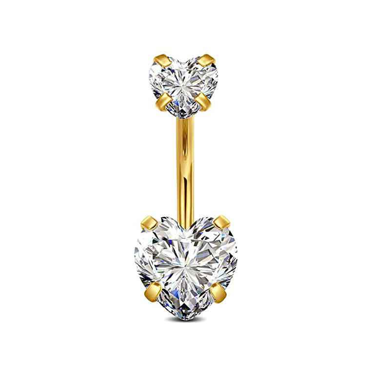 1 Piece Simple Style Heart Shape Pineapple Butterfly Plating Inlay Stainless Steel Zircon Navel Stud