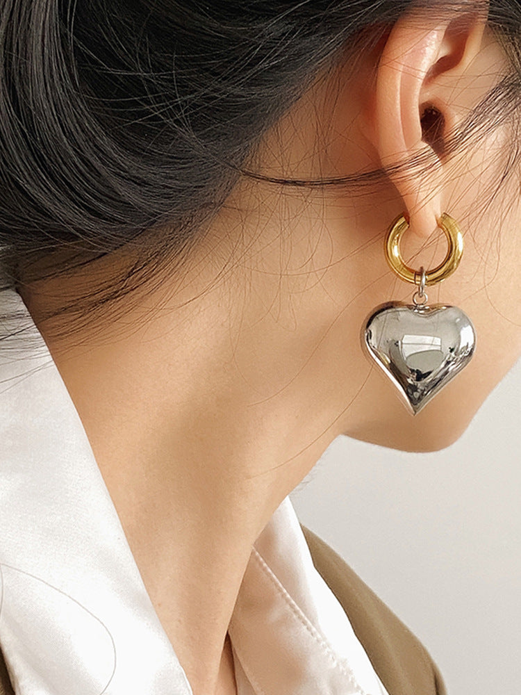 1 Pair Elegant Heart Shape Plating Alloy Gold Plated Drop Earrings