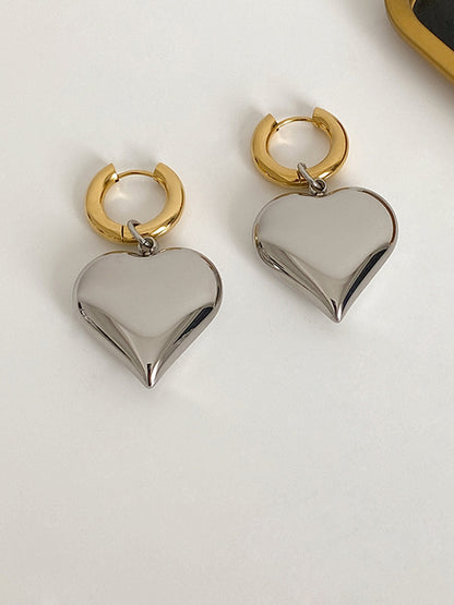 1 Pair Elegant Heart Shape Plating Alloy Gold Plated Drop Earrings