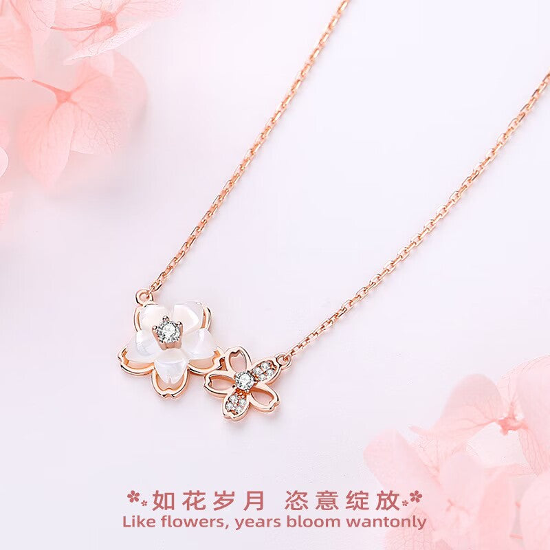 Ig Style Sweet Flower Sterling Silver Zircon Necklace In Bulk