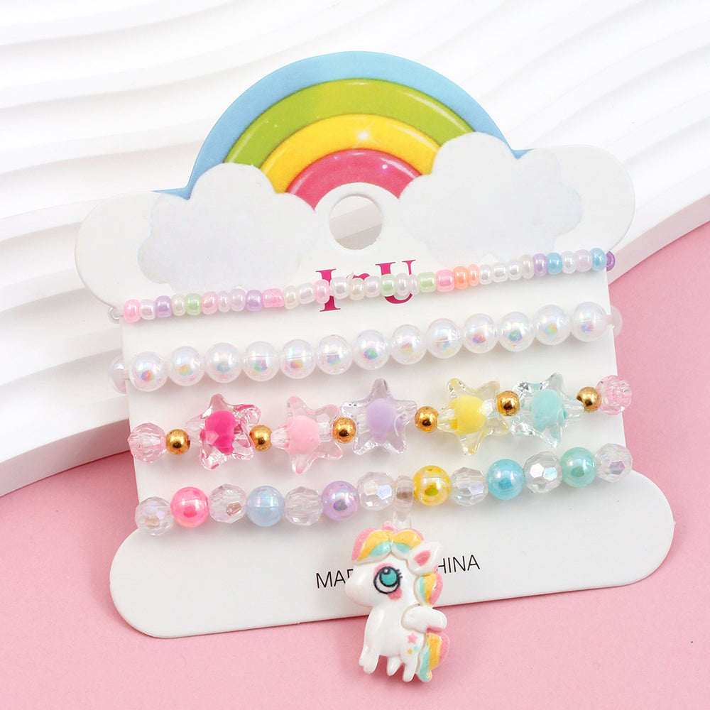 Princess Cute Pastoral Ice Cream Animal Heart Shape Arylic Plastic Beaded Acrylic Girl's Bracelets