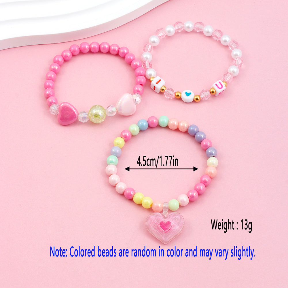 Princess Cute Pastoral Ice Cream Animal Heart Shape Arylic Plastic Beaded Acrylic Girl's Bracelets