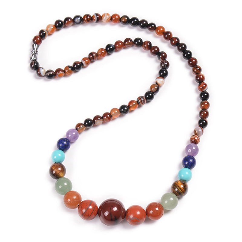 Ethnic Style Round Natural Stone Beaded Necklace