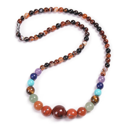 Ethnic Style Round Natural Stone Beaded Necklace