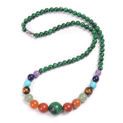 Ethnic Style Round Natural Stone Beaded Necklace