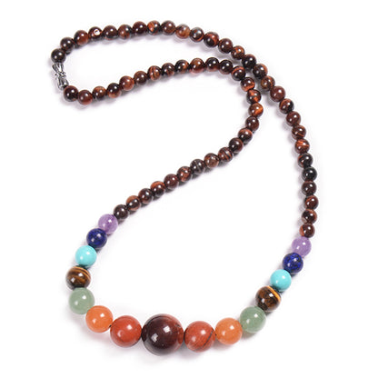 Ethnic Style Round Natural Stone Beaded Necklace