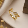 Simple Style Solid Color Copper Plating Inlay Zircon 18k Gold Plated Open Rings