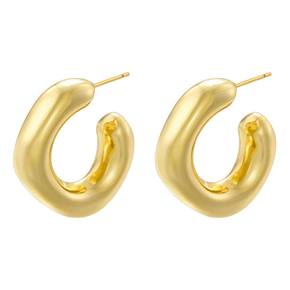 1 Pair Casual Vintage Style Simple Style C Shape Oval Twist Plating Copper 18k Gold Plated Earrings