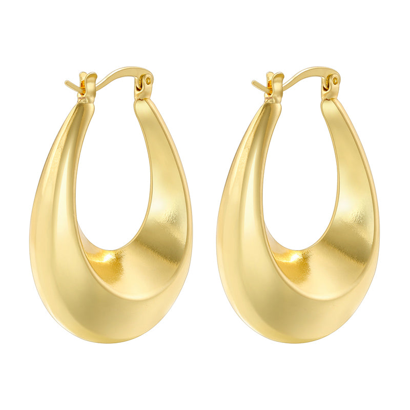 1 Pair Casual Vintage Style Simple Style C Shape Oval Twist Plating Copper 18k Gold Plated Earrings