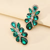 1 Pair Elegant Retro Luxurious Leaves Plating Hollow Out Inlay Zinc Alloy Glass Drop Earrings