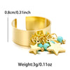 Sweet Artistic Round Stainless Steel Plating Inlay Freshwater Pearl 18k Gold Plated Open Rings