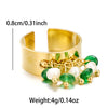 Sweet Artistic Round Stainless Steel Plating Inlay Freshwater Pearl 18k Gold Plated Open Rings