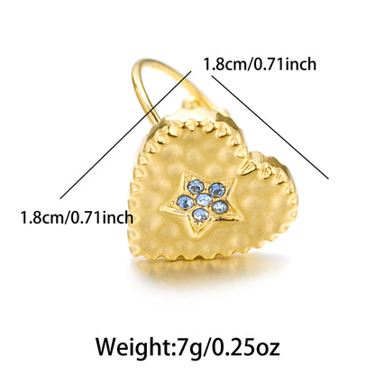 Vintage Style Shiny Star Heart Shape Flower Stainless Steel Plating Inlay Rhinestones 18k Gold Plated Open Rings