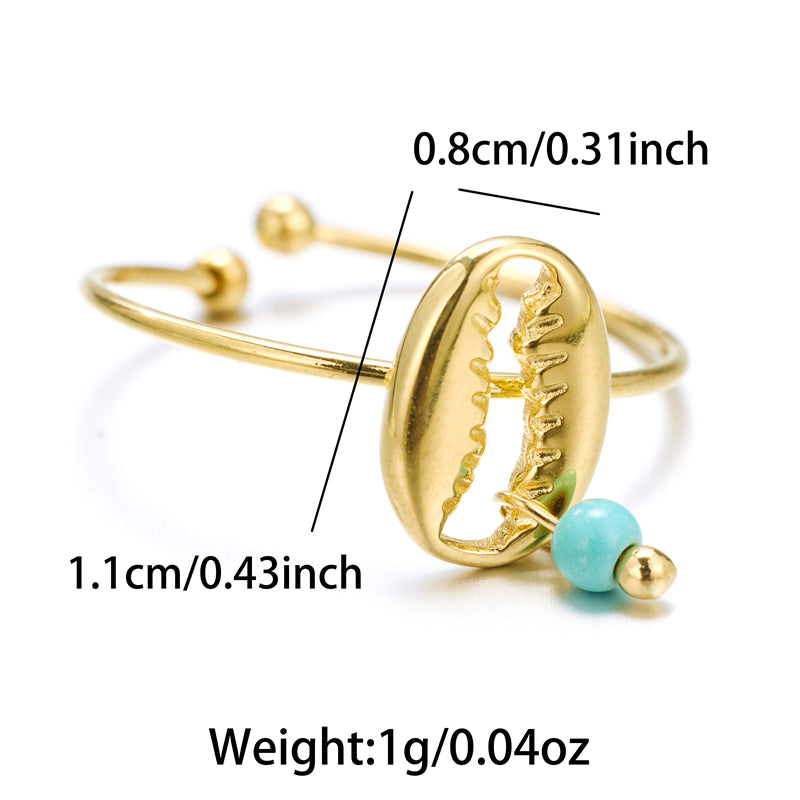 Vintage Style Simple Style Shell Stainless Steel Plating 18k Gold Plated Open Rings