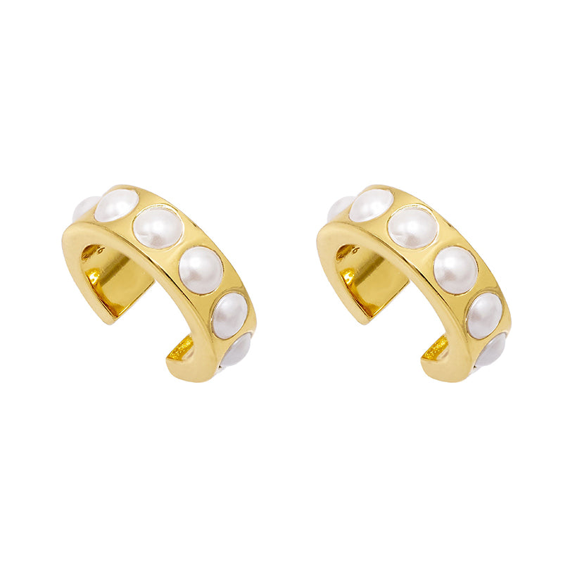 1 Pair Simple Style C Shape Plating Inlay Copper Pearl Gold Plated Ear Studs