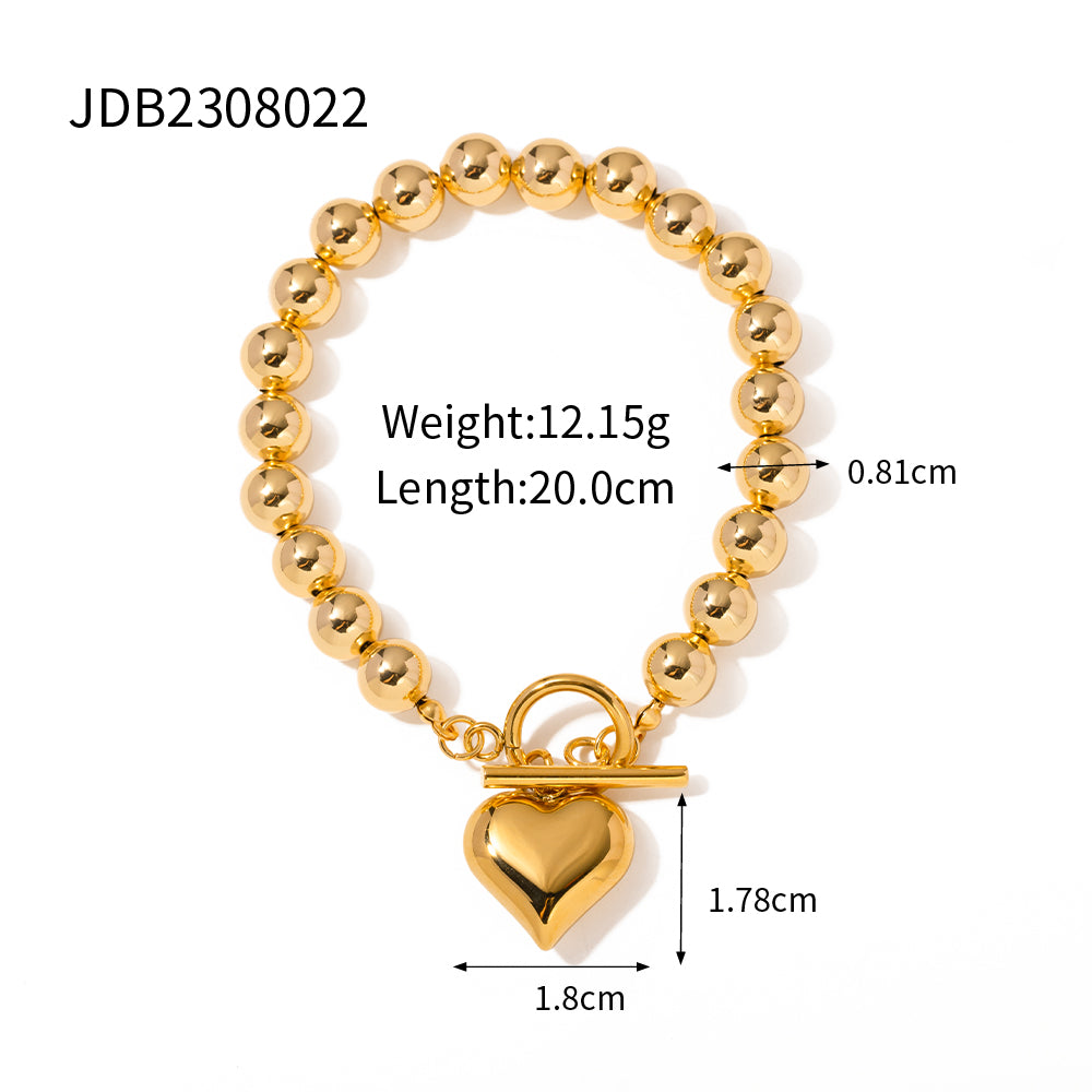 Wholesale Jewelry Simple Style Classic Style Heart Shape 304 Stainless Steel Plating Bracelets Necklace