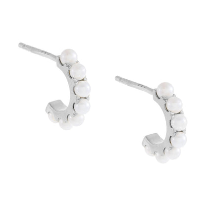 1 Pair Simple Style C Shape Plating Inlay Copper Pearl Gold Plated Ear Studs