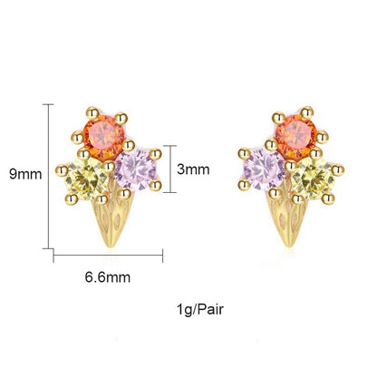 1 Pair Sweet Simple Style Flower Plating Inlay Copper Zircon Gold Plated Ear Studs