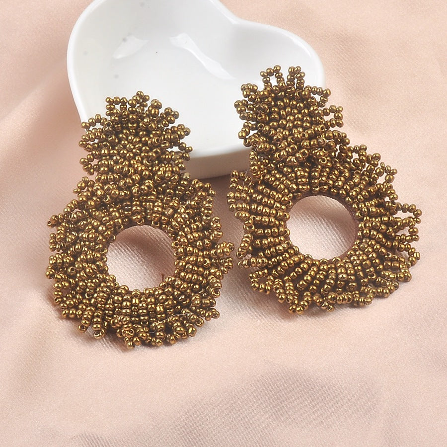 1 Pair Exaggerated Simple Style Circle Seed Bead Drop Earrings