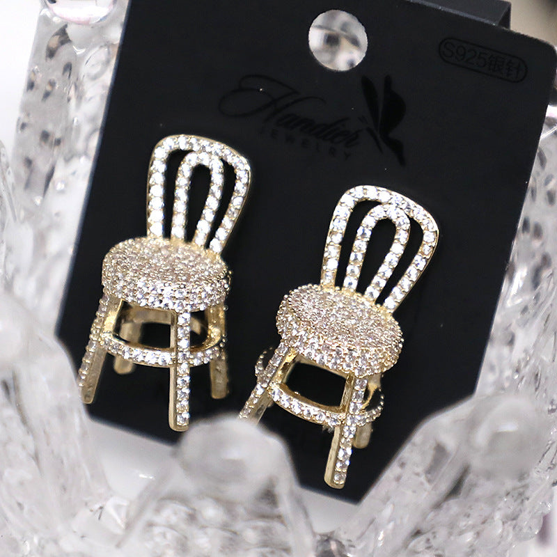 1 Pair Elegant Sweet Chair Plating Inlay Copper Zircon Ear Studs