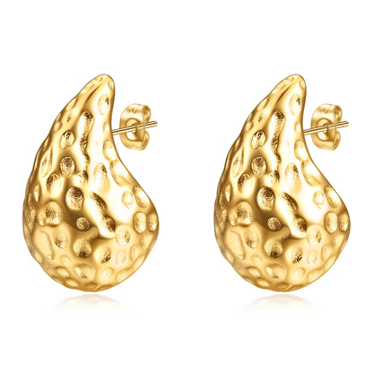 1 Pair Lady Water Droplets Plating Inlay Stainless Steel Artificial Diamond 18k Gold Plated Ear Studs